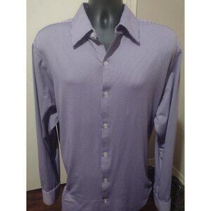 Men's Mizzen+Main LS Purple White Check Dress Button Shirt Size 2XL Trim Fit